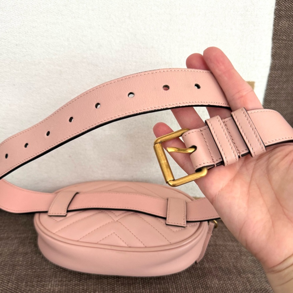 Authentic Gucci GG Marmont Matelassé Leather Belt Bag Waist bag light pink - Picture 12 of 16